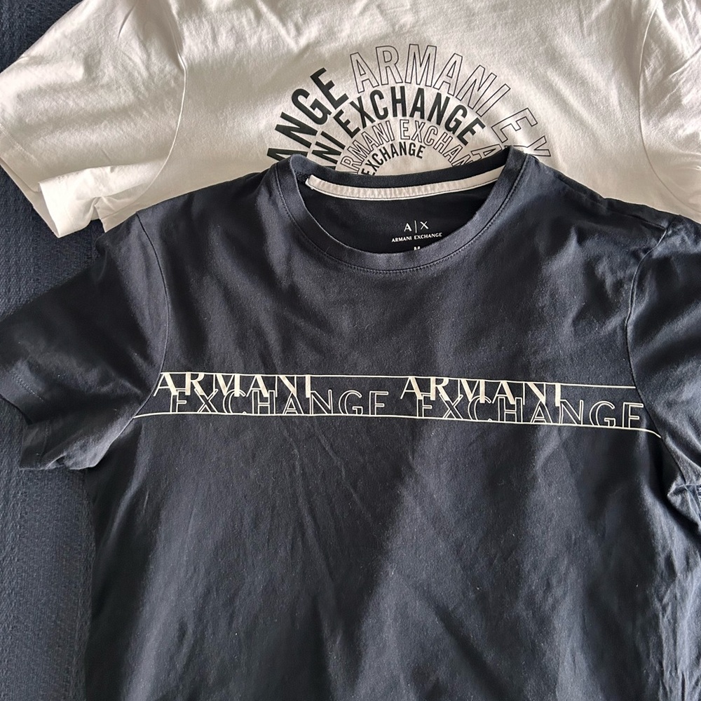 Armani Exchange White and Blue Short Sleeve Tees